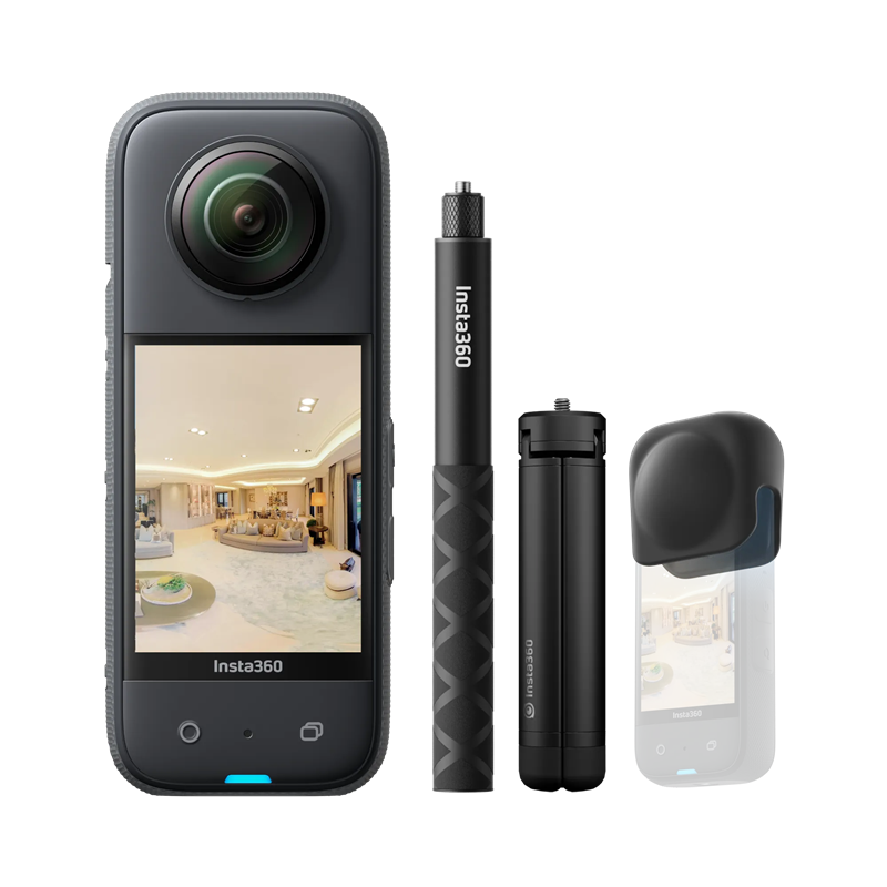 Insta360 X3 Panoramic Action Camera Virtual Tour Kit + 64GB Memory Card