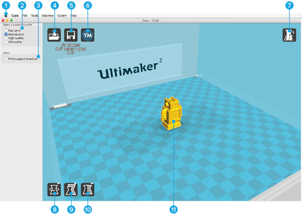 Ultimaker 2 3D印表機 cura15.04 切片軟體 介面說明