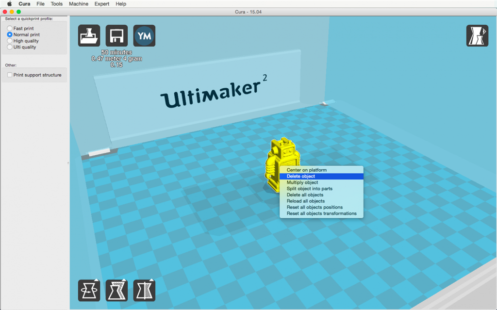 Ultimaker 2 3D印表機 cura15.04 切片軟體 開啟物件