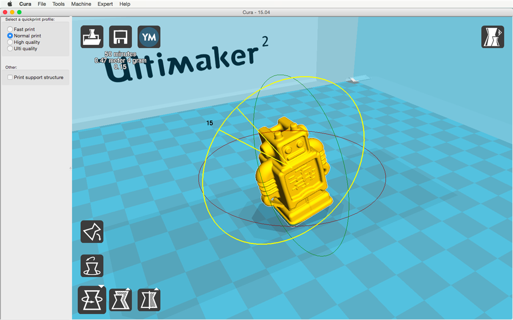 Ultimaker 2 3D印表機 cura15.04 切片軟體 旋轉
