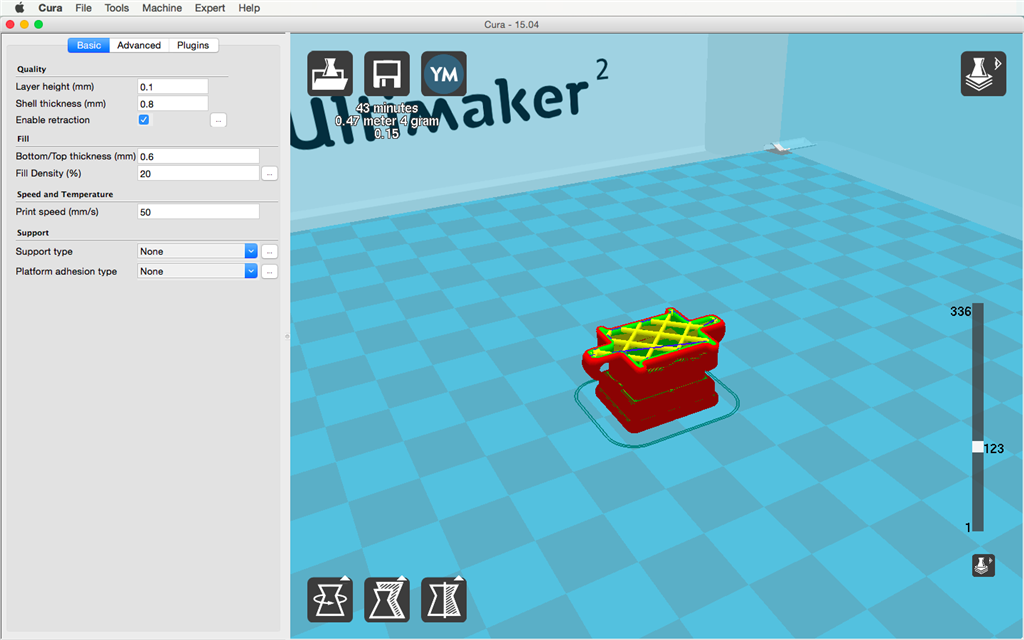 Ultimaker 2 3D印表機 cura15.04 切片軟體 fill 填充率