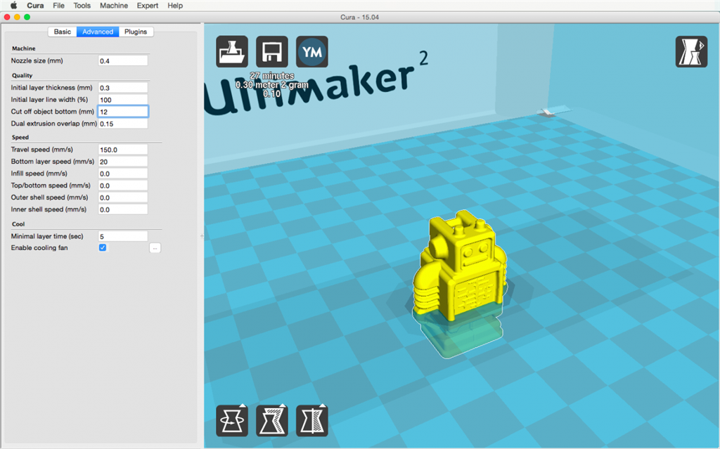 Ultimaker 2 3D印表機 cura15.04 切片軟體 quality 品質
