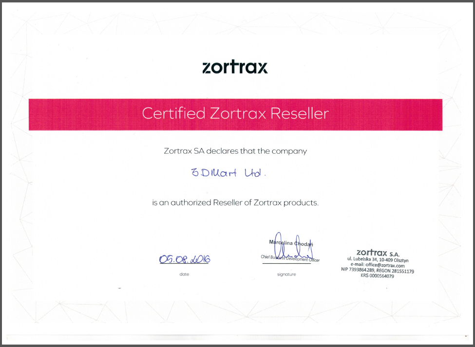 zotrax officail certification zotrax officail certification