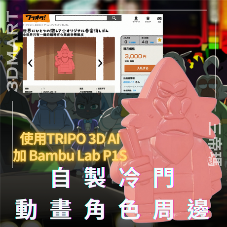 【3D列印】使用TRIPO 3D AI加Bambu Lab P1S自製冷門動畫角色周邊