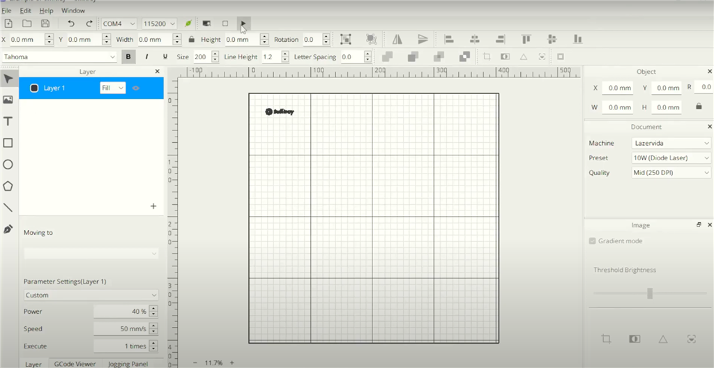 Lazervida 10W 二極體雷射雕刻機Swiftray軟體操作過程