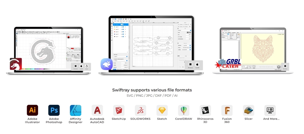 Lazervida  Swiftray collaborative software supported software and file formats