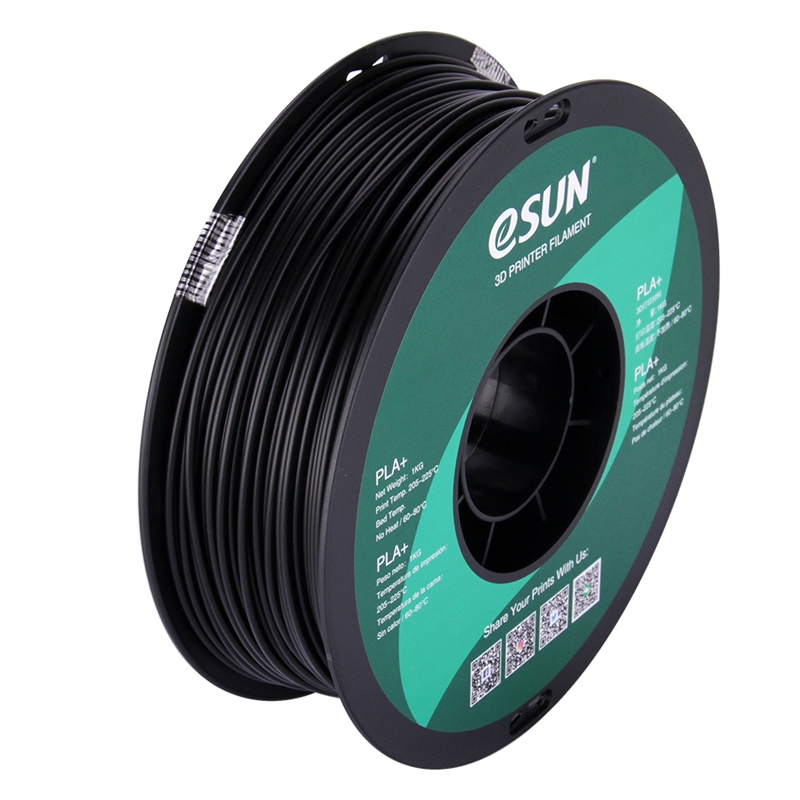  ESUN (易生) PLA+ 3D列印材料 - Black(黑色) - Box and Spool