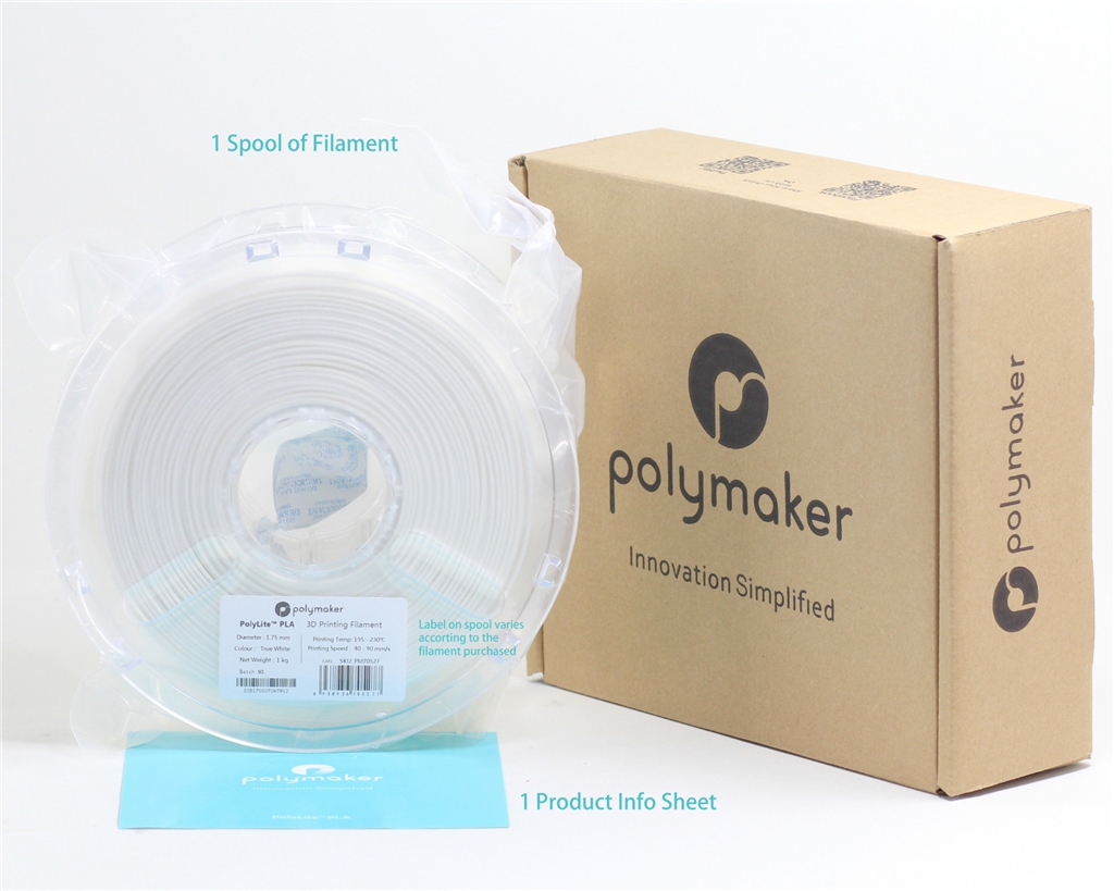 Polymaker 3D列印線材 - Polylite PLA 系列包裝及內容介紹