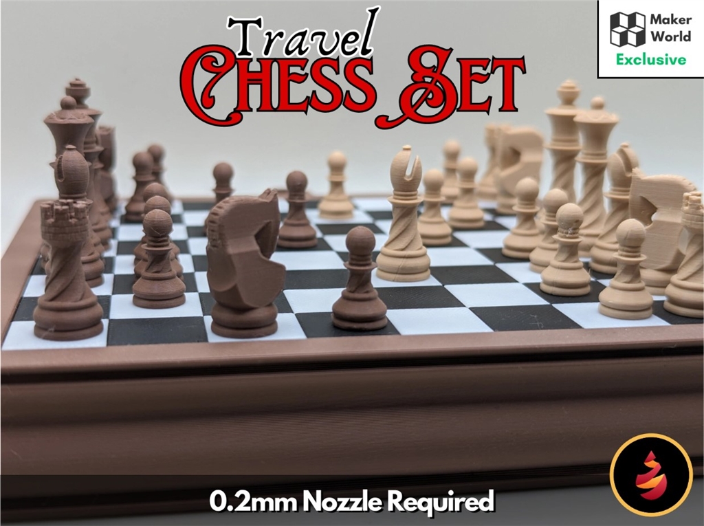 Snapmaker 大師挑戰：0.2毫米噴嘴模型設計挑戰 - 參賽作品：Travel Chess Set