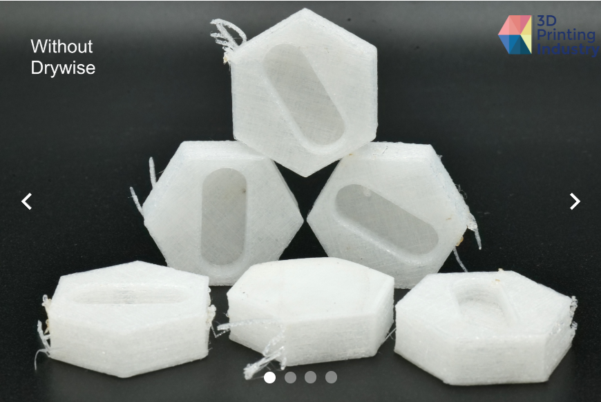 未乾燥和乾燥 BASF PA 濾絲 3D 列印的六角和圓管精度測試件