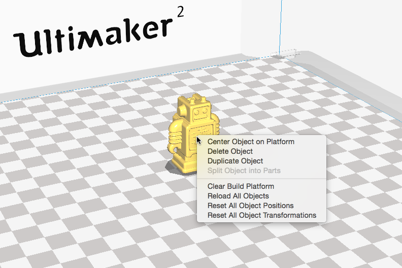 Ultimaker 2 3D印表機 cura15.06 切片軟體 右鍵
