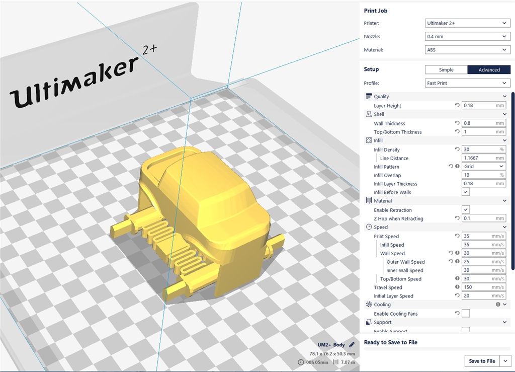 Ultimaker 2+ 3D列印機 polymaker PC- MAX  車子 STL 